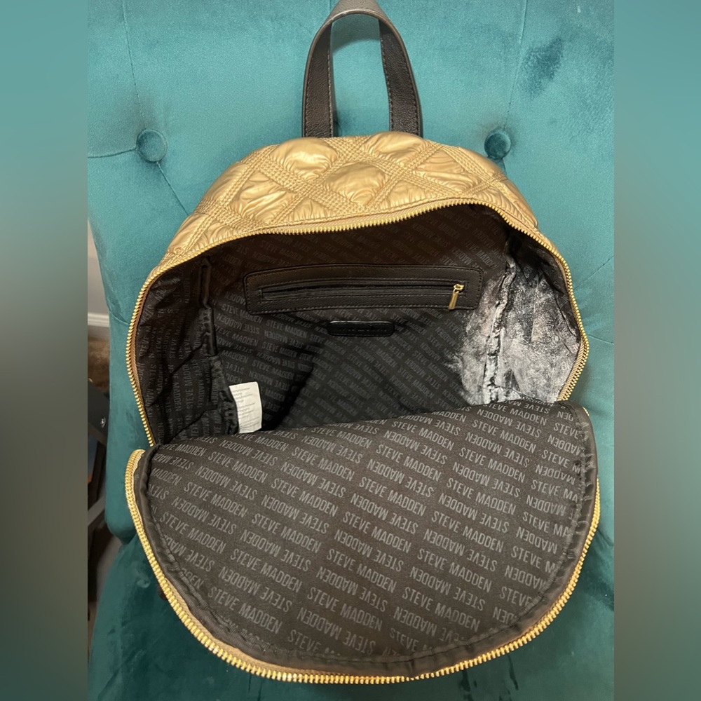 Steve Madden Metallic Gold Quilted Backpack - Picture 5 of 5